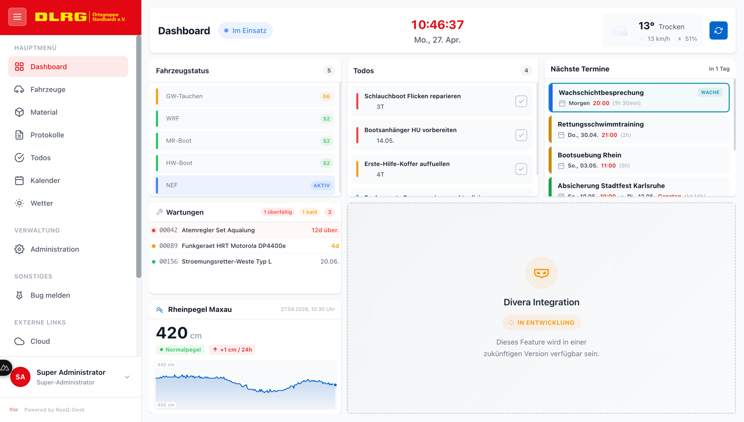 ResQ-Desk dashboard overview