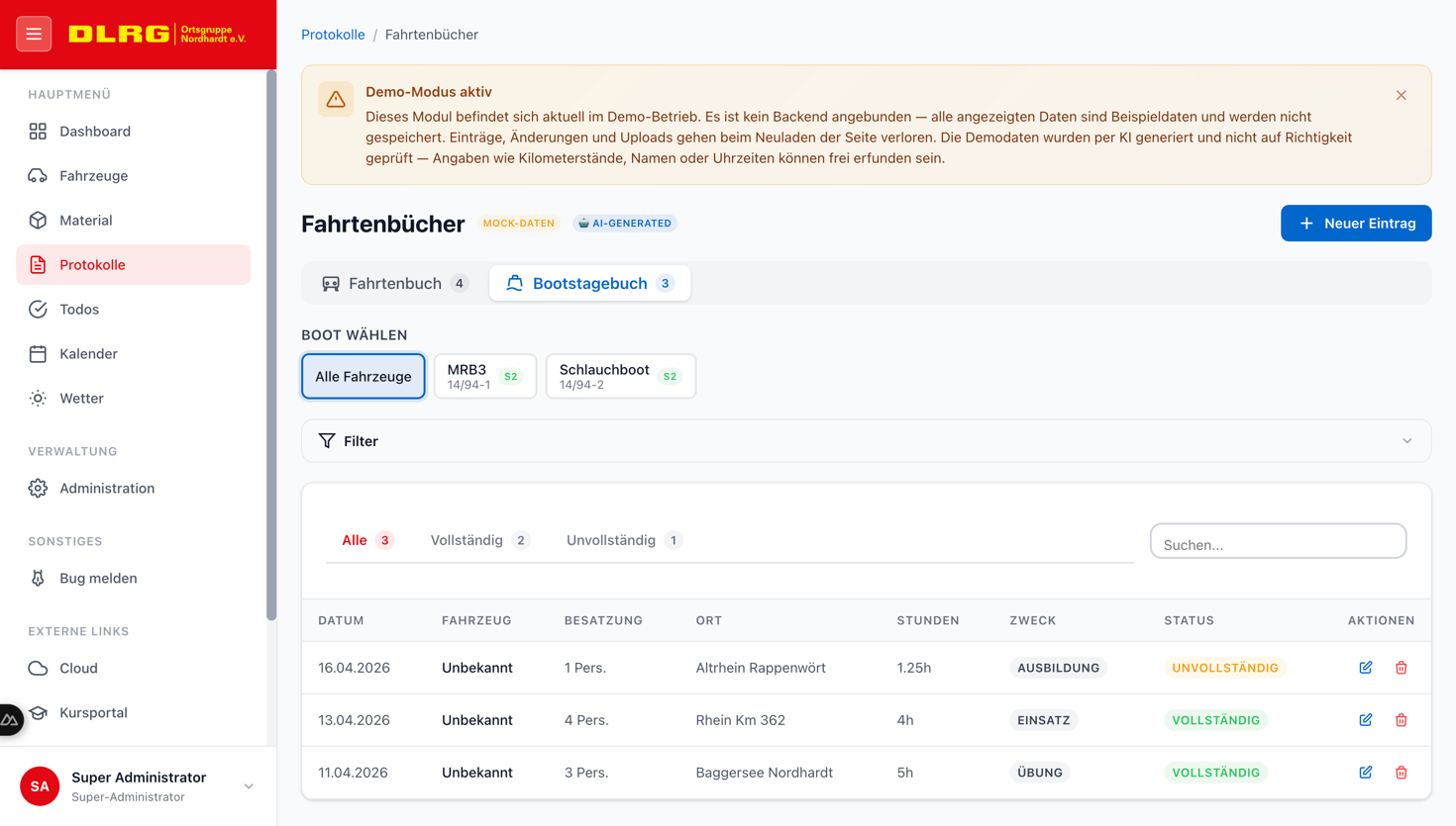 ResQ-Desk logbook protocols