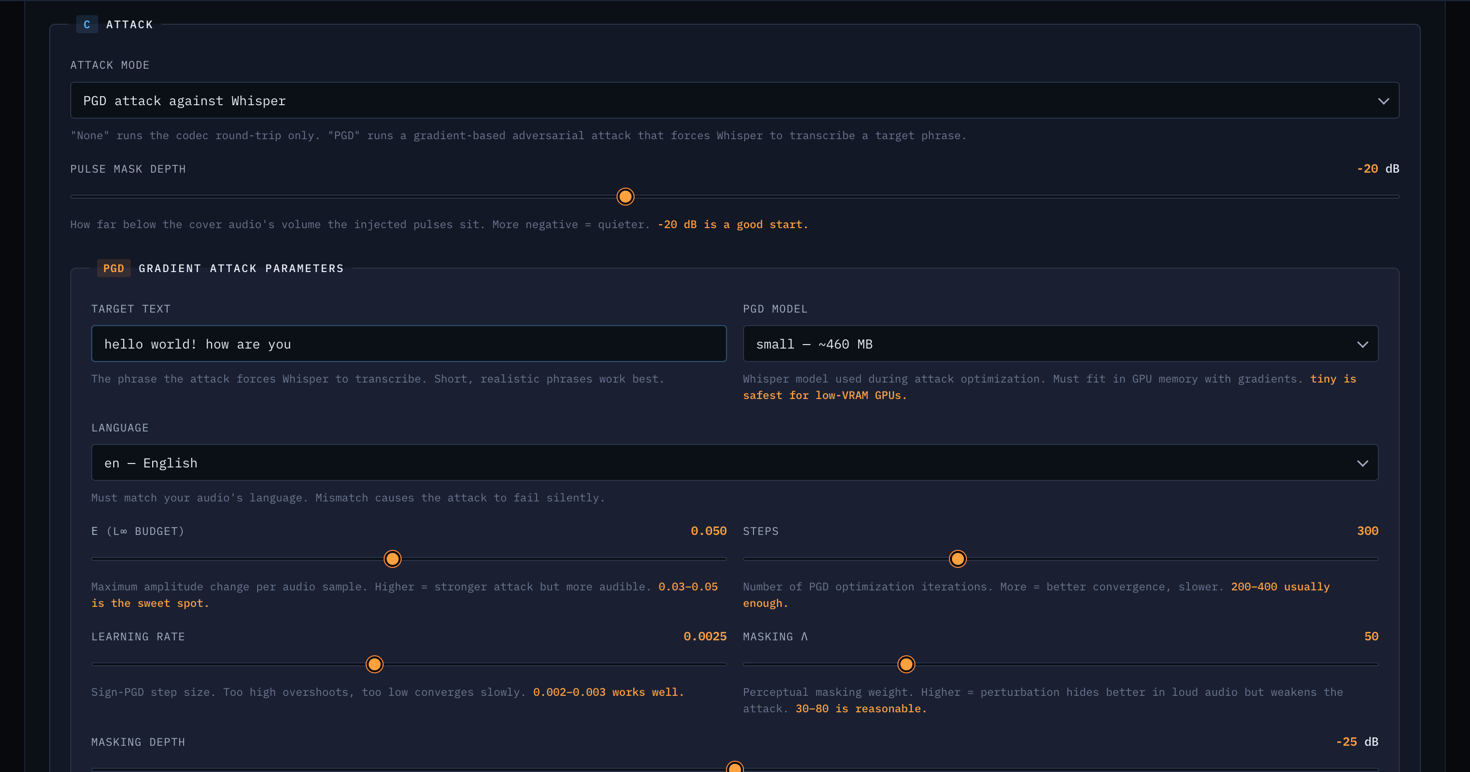Vox Inanis attack configuration panel